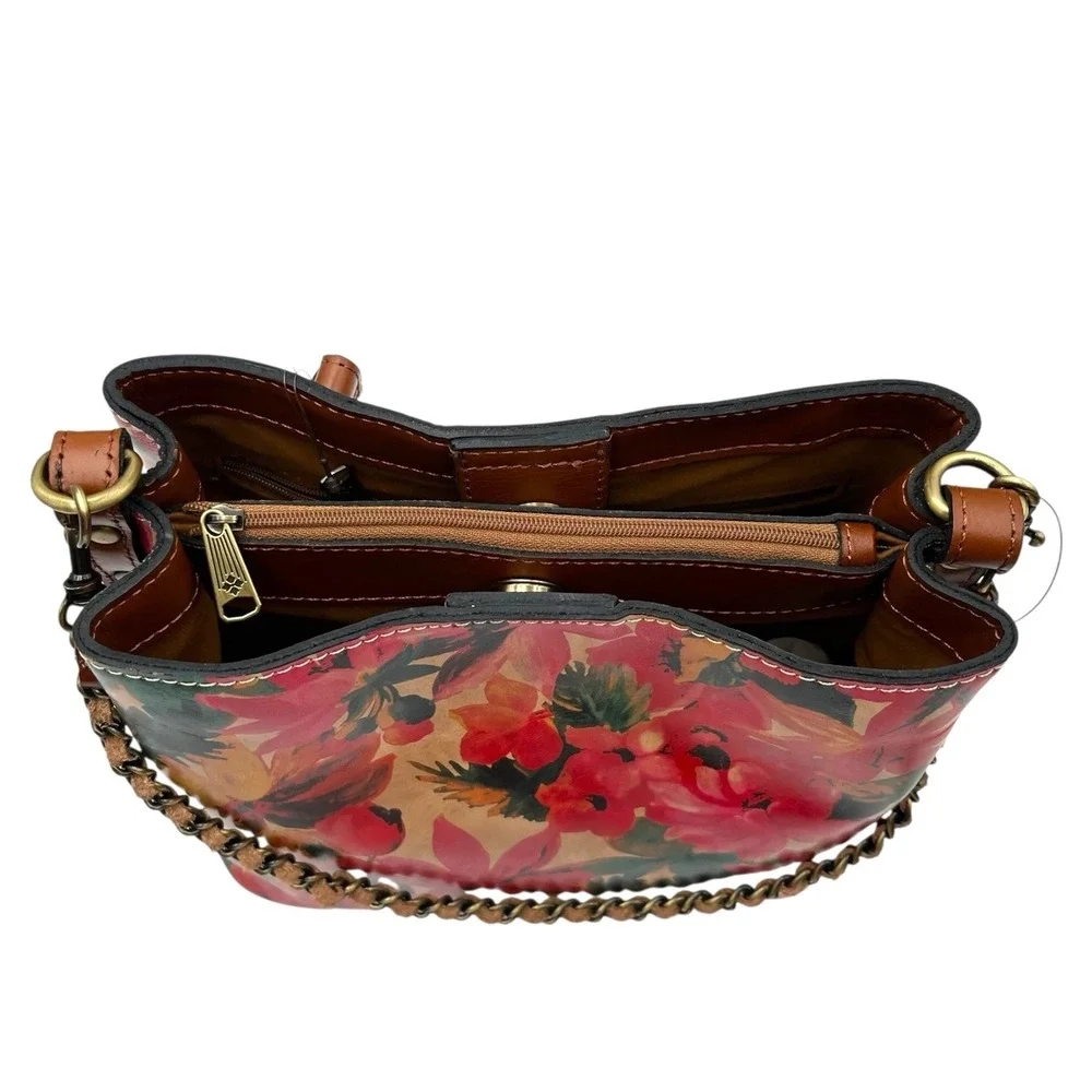 Patricia Nash Women's Ledra Leather Bucket Crossbody Purse Spring Floral Print